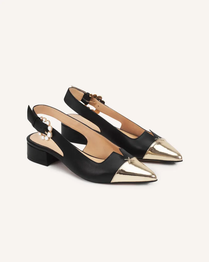 Alicia Black & Gold Flats