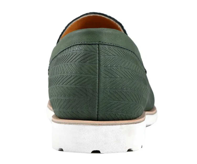 Amali Elias Herringbone Men’s Olive Green Fabric Loafers