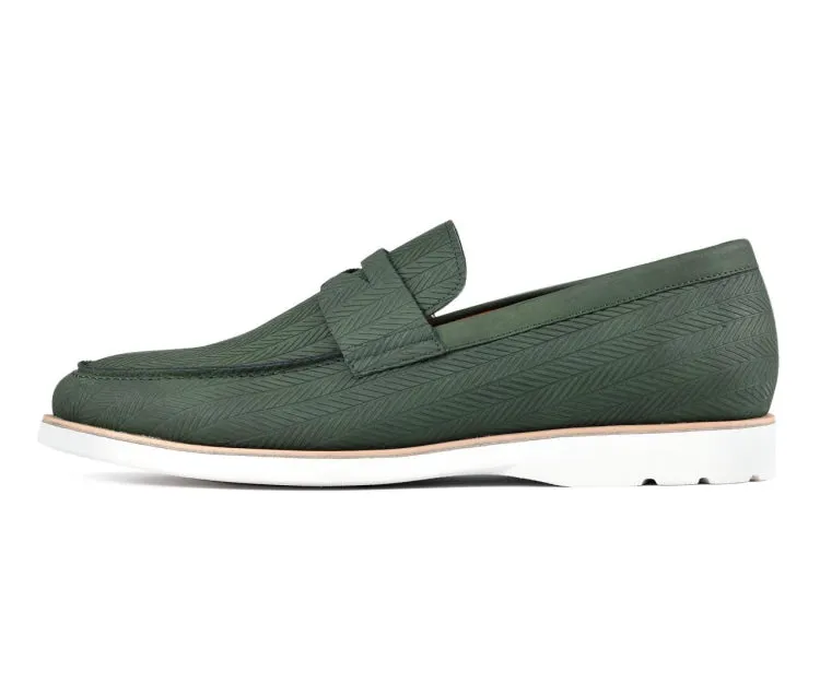 Amali Elias Herringbone Men’s Olive Green Fabric Loafers