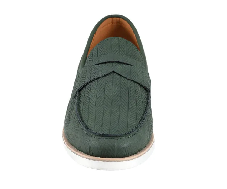Amali Elias Herringbone Men’s Olive Green Fabric Loafers