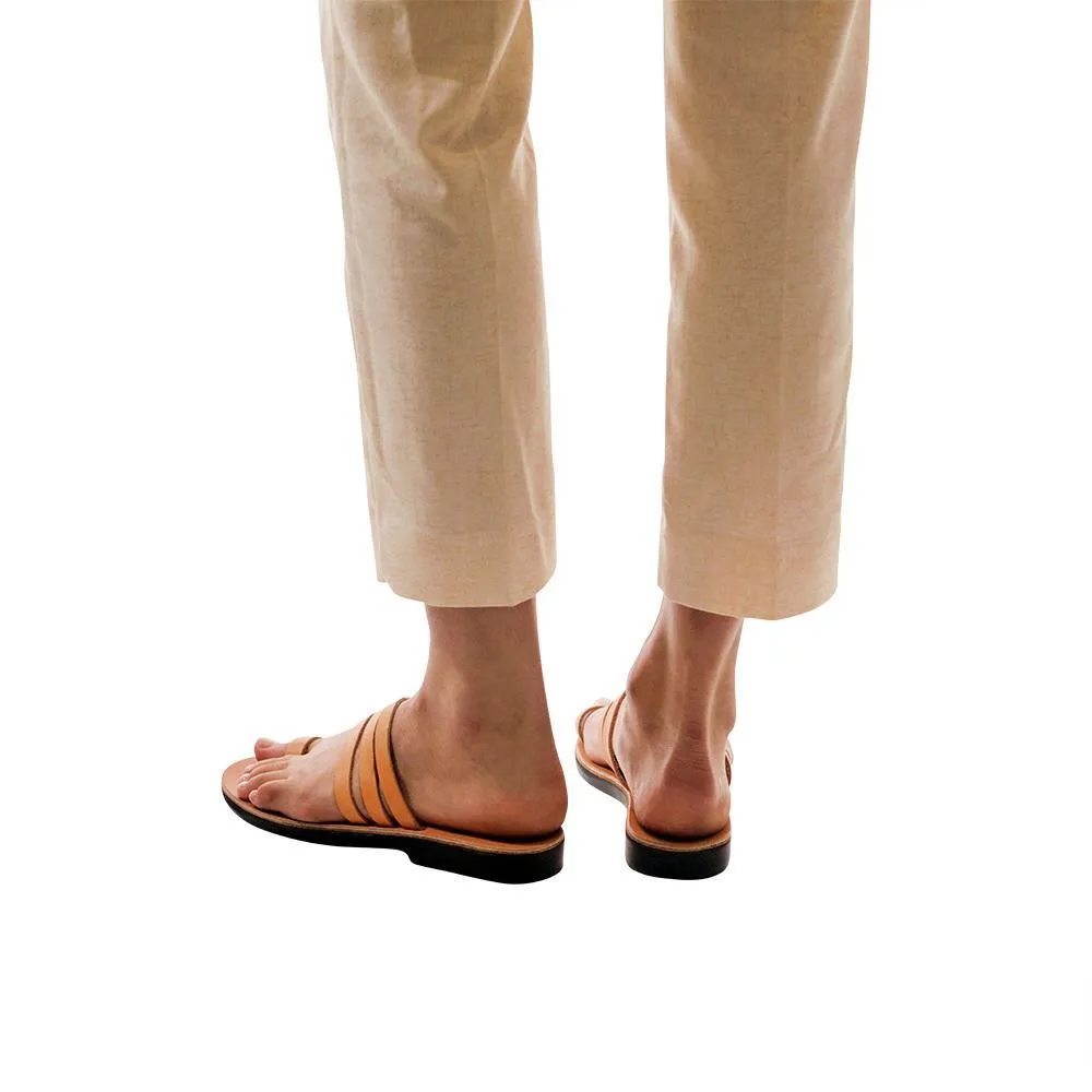Angela - Leather Slip On Sandal | Tan