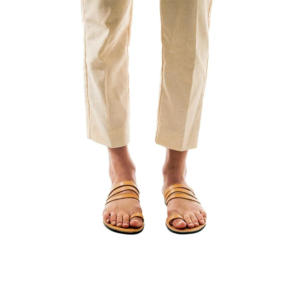 Angela - Leather Slip On Sandal | Tan