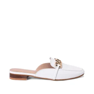 Ava croco-textured chain link flats