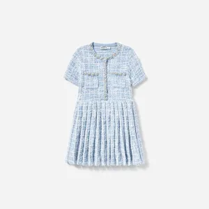 Blue Check Knit Dress