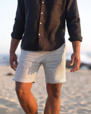 Bo Linen Drawstring Shorts - Lines