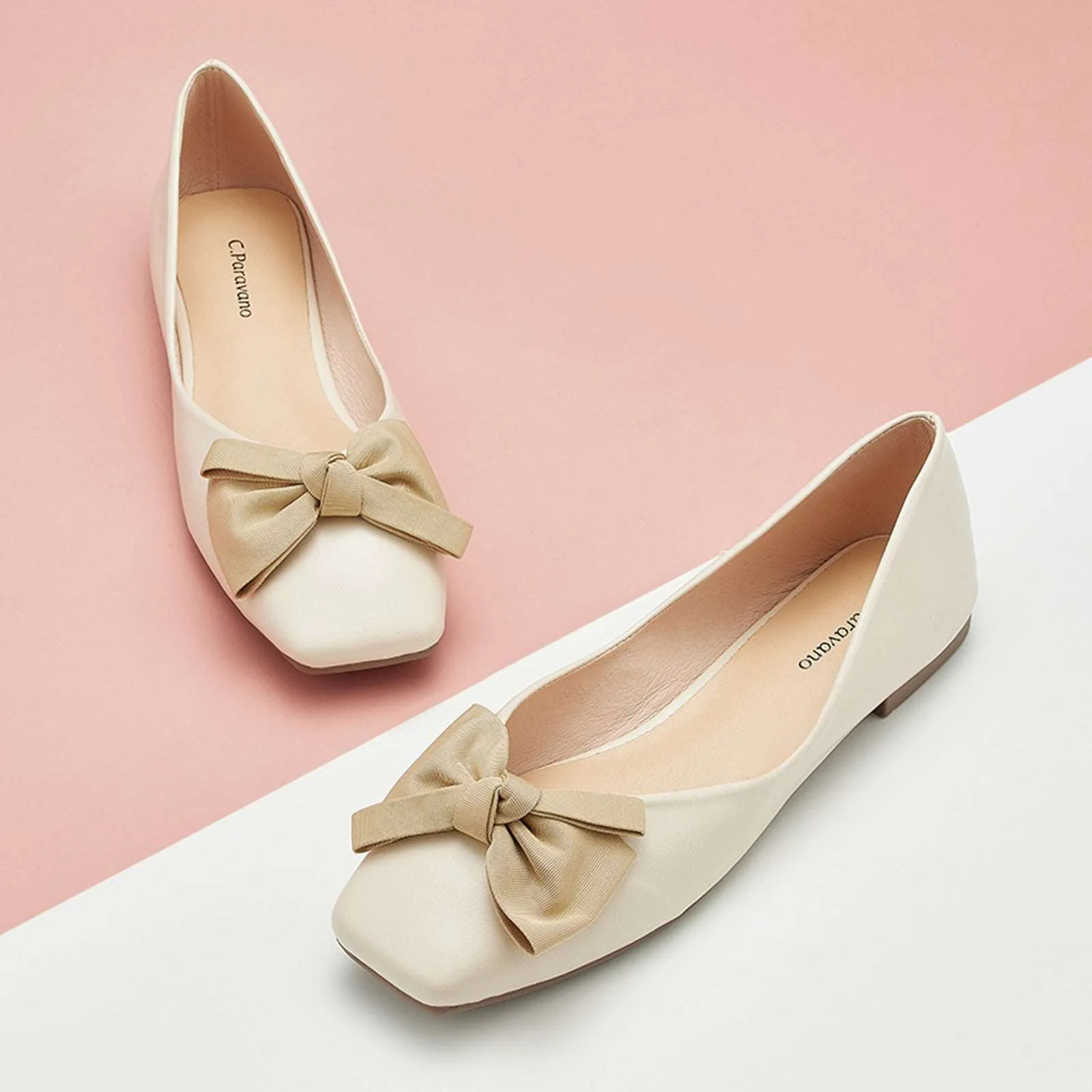 Bow Ballerina Flats (Eva) White