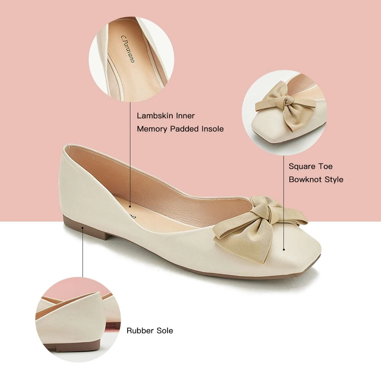 Bow Ballerina Flats (Eva) White