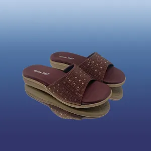 Brown Studded Slip-On Sandals