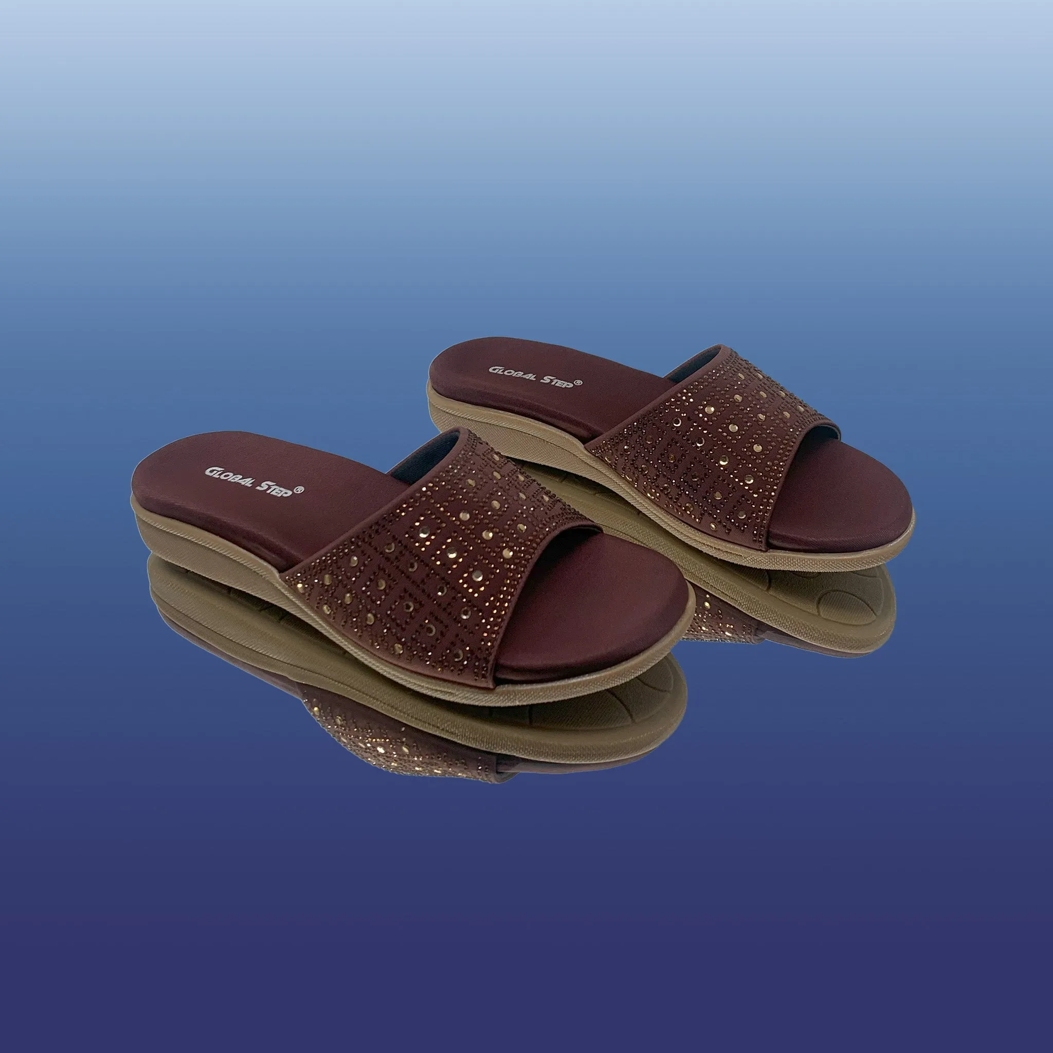 Brown Studded Slip-On Sandals