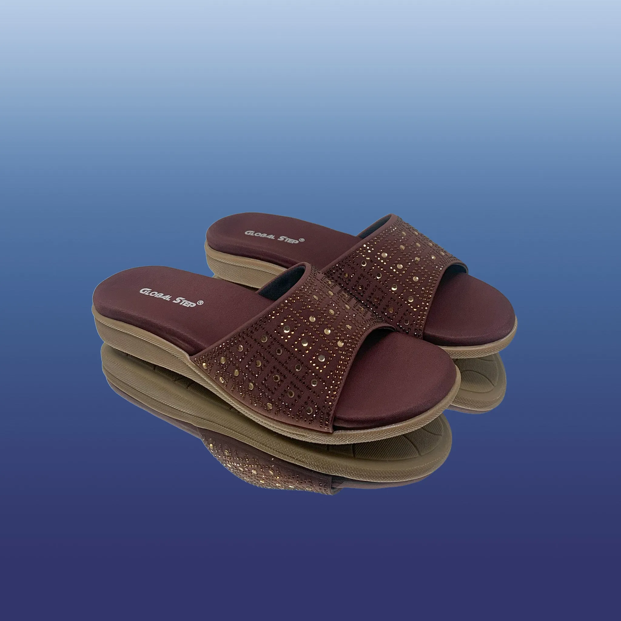 Brown Studded Slip-On Sandals