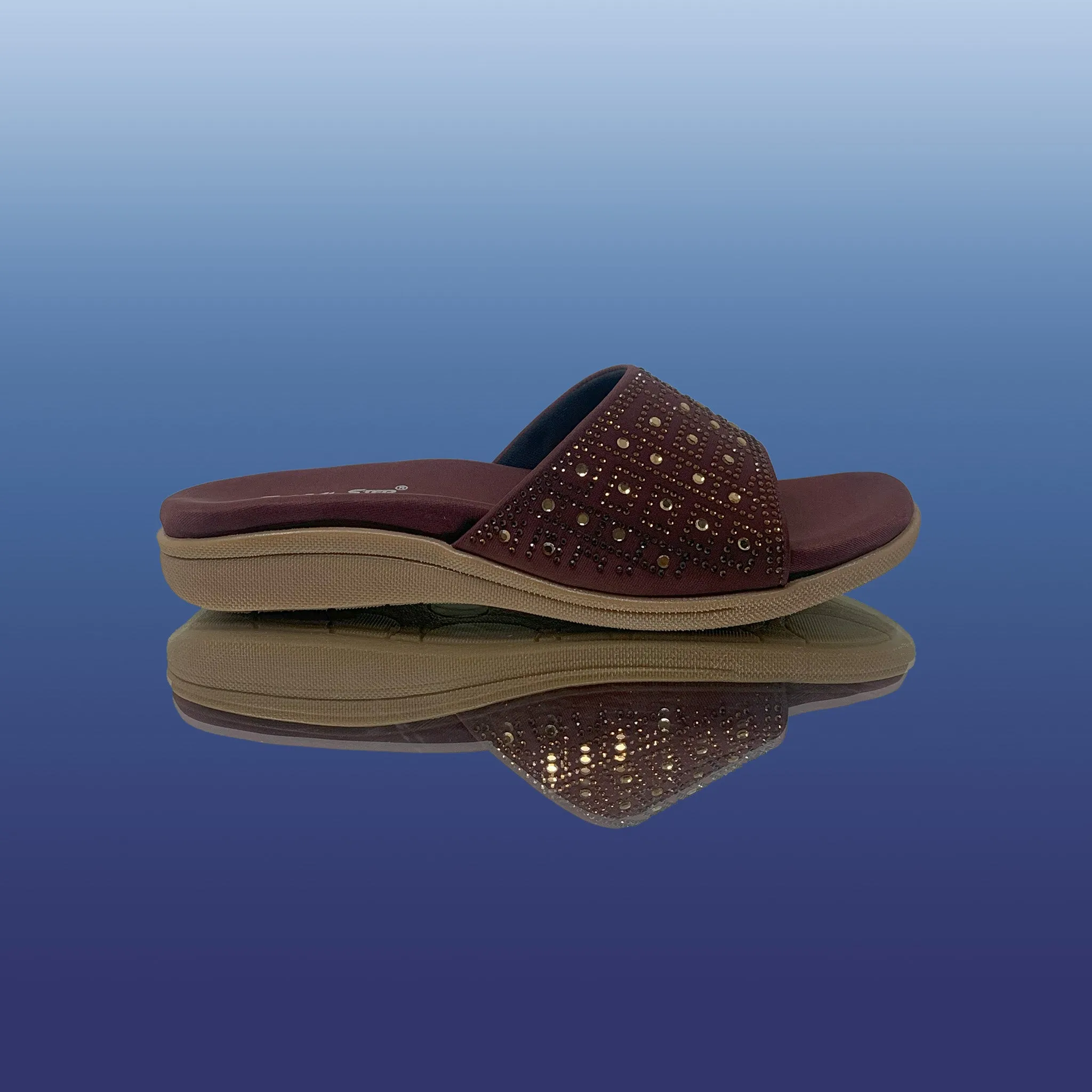 Brown Studded Slip-On Sandals