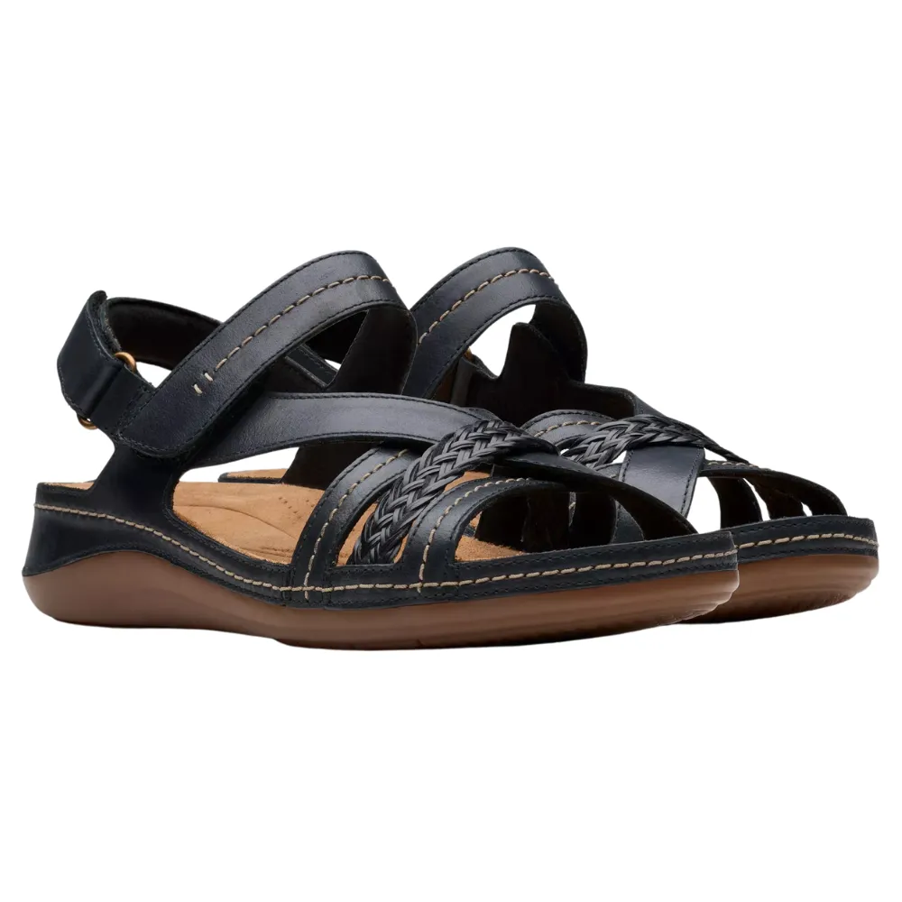 Clarks Cecily Strap Black Combination Sandal (Women's)