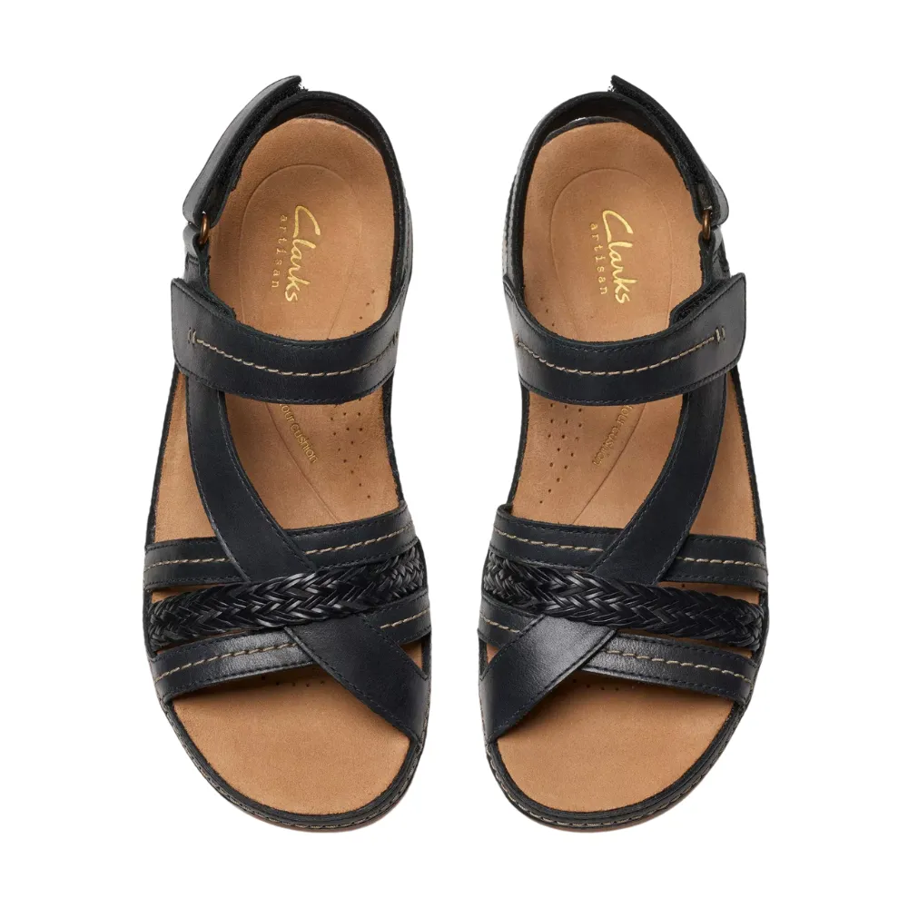 Clarks Cecily Strap Black Combination Sandal (Women's)
