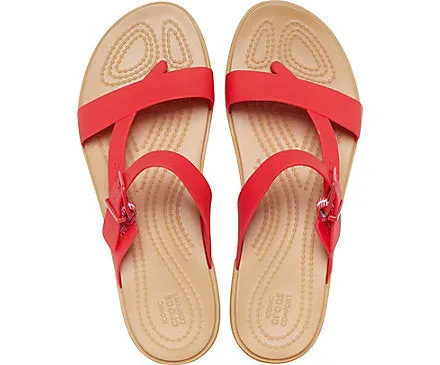 Crocs Womens Classic Tulum Toe Post Sandal - Red