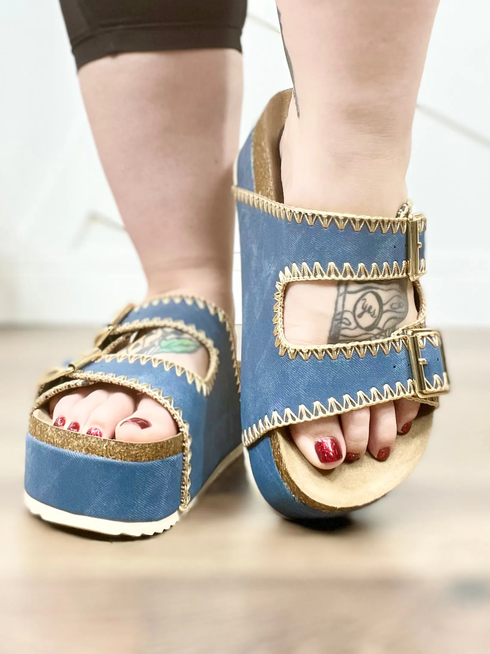 Denim Bowie Platform Sandals