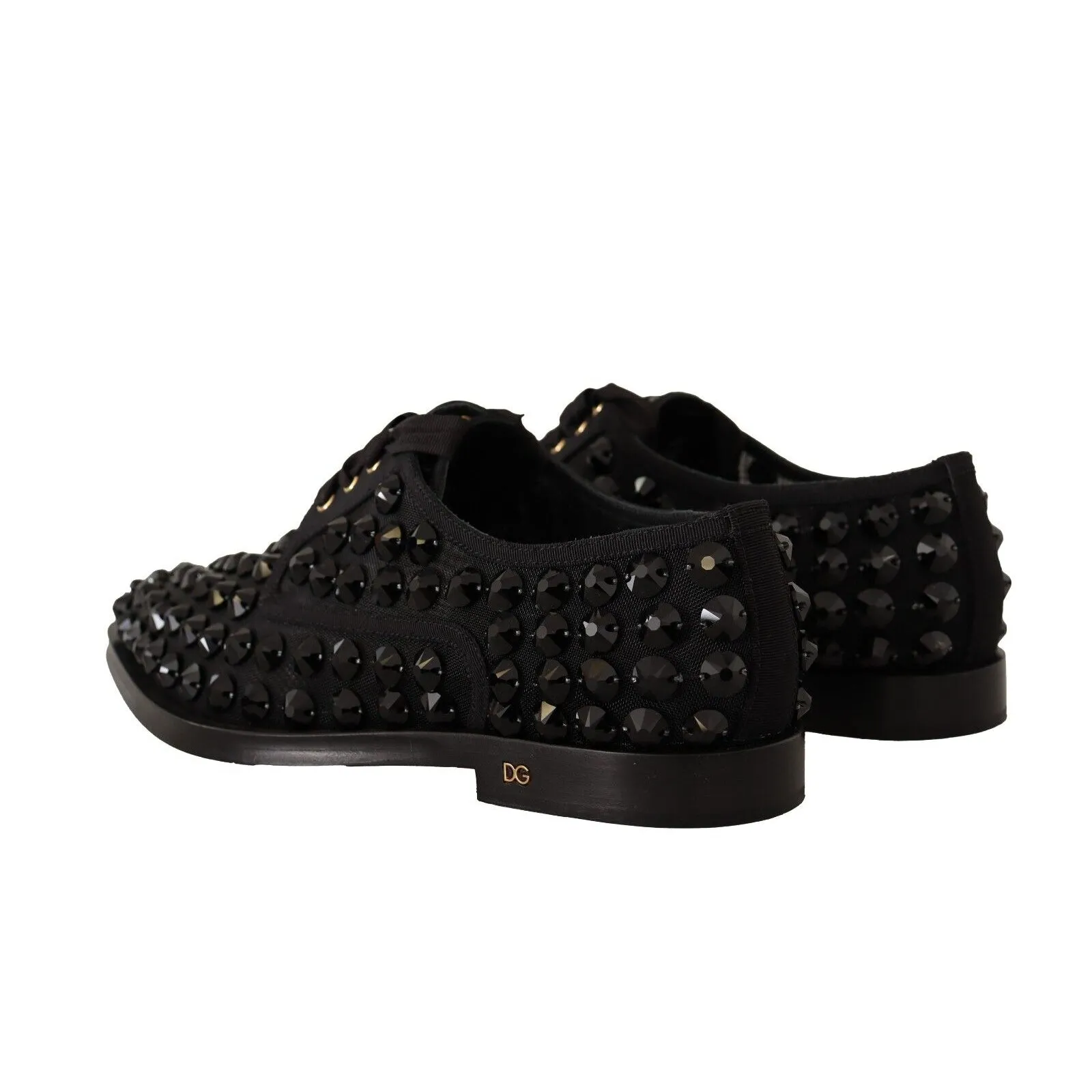 Dolce & Gabbana Elegant Gros Grain Lace-Up Jeweled Flats
