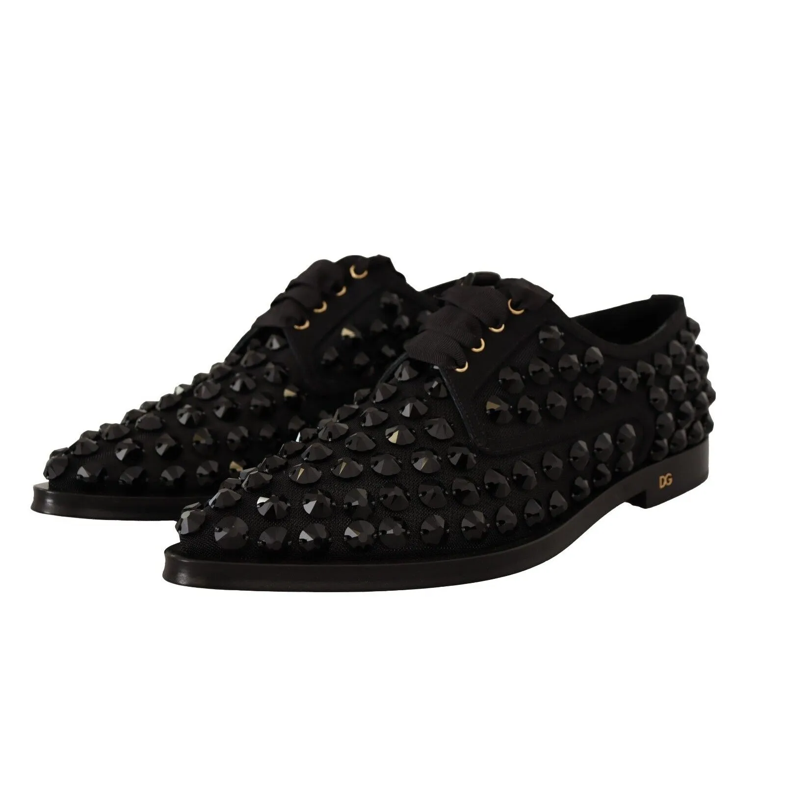 Dolce & Gabbana Elegant Gros Grain Lace-Up Jeweled Flats