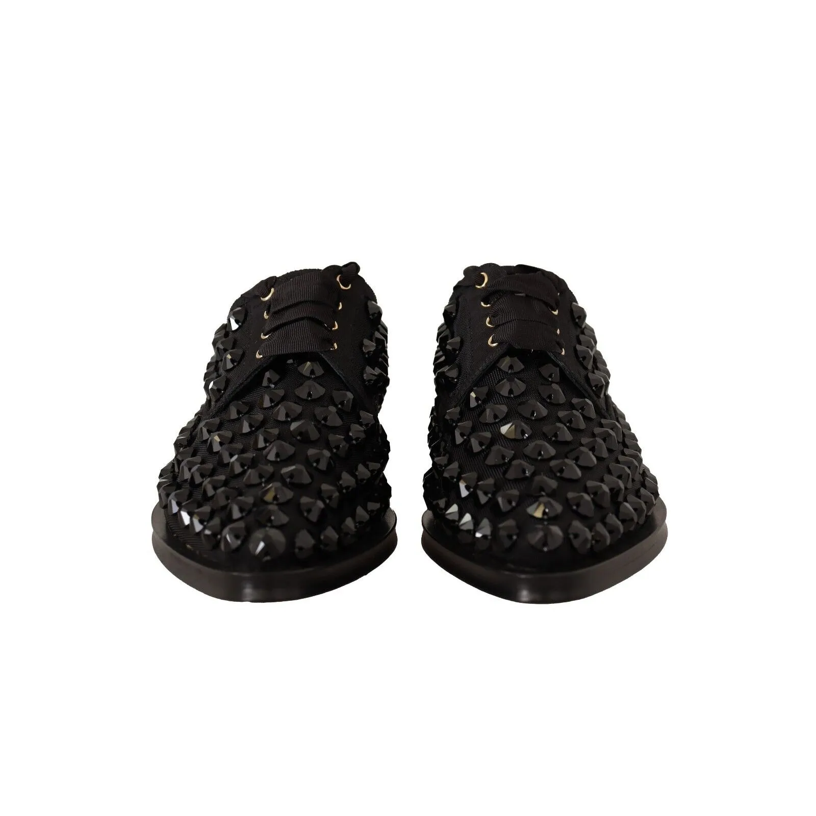 Dolce & Gabbana Elegant Gros Grain Lace-Up Jeweled Flats