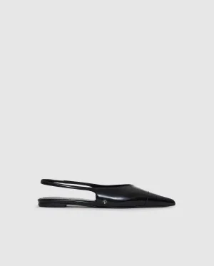 ELENA SLINGBACK FLATS / HIGH SHINE BLACK