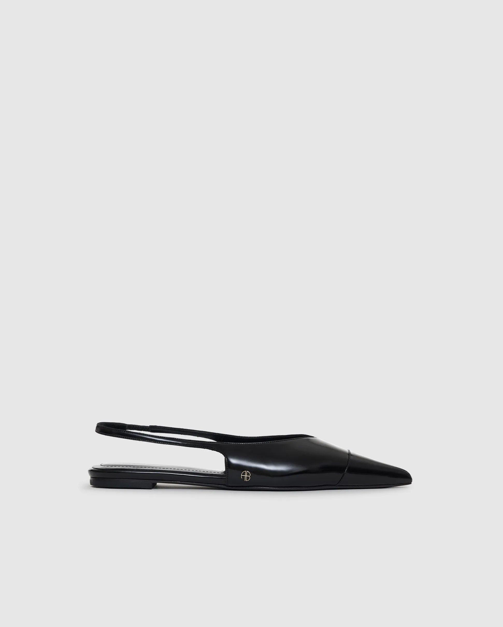 ELENA SLINGBACK FLATS / HIGH SHINE BLACK