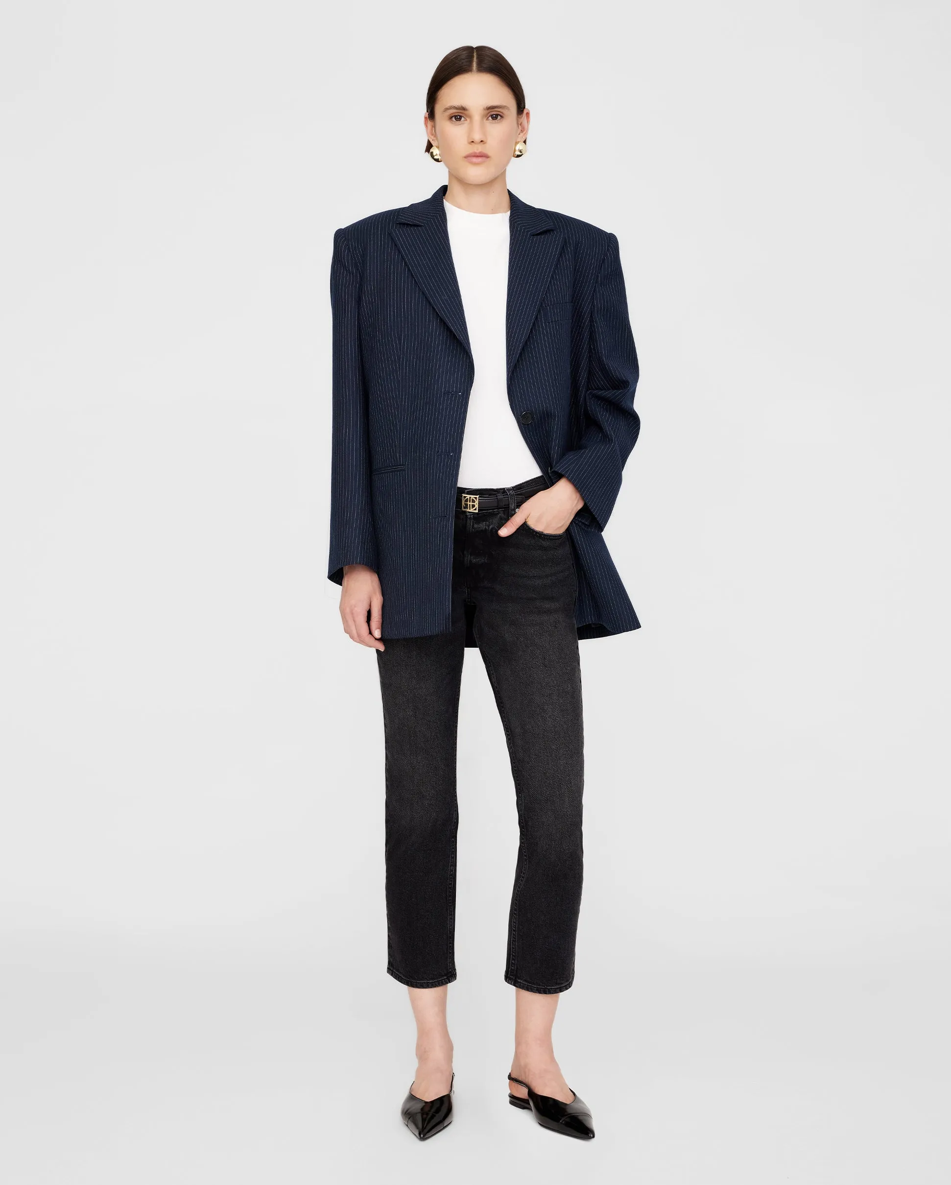 ELENA SLINGBACK FLATS / HIGH SHINE BLACK