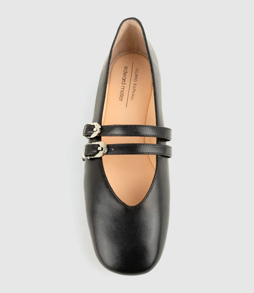 FILLY Double Buckle Ballet in Black