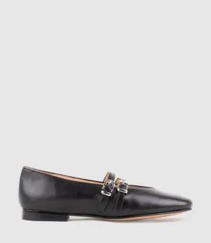 FILLY Double Buckle Ballet in Black