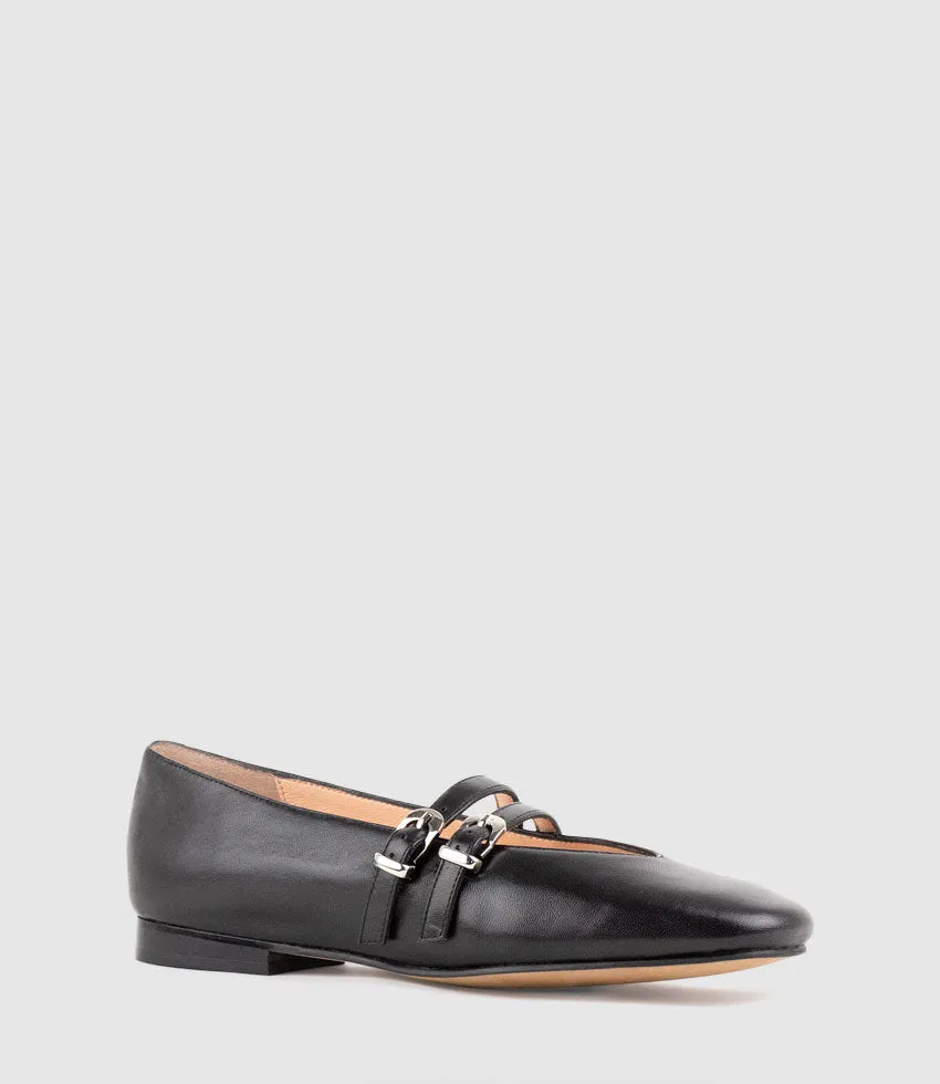 FILLY Double Buckle Ballet in Black
