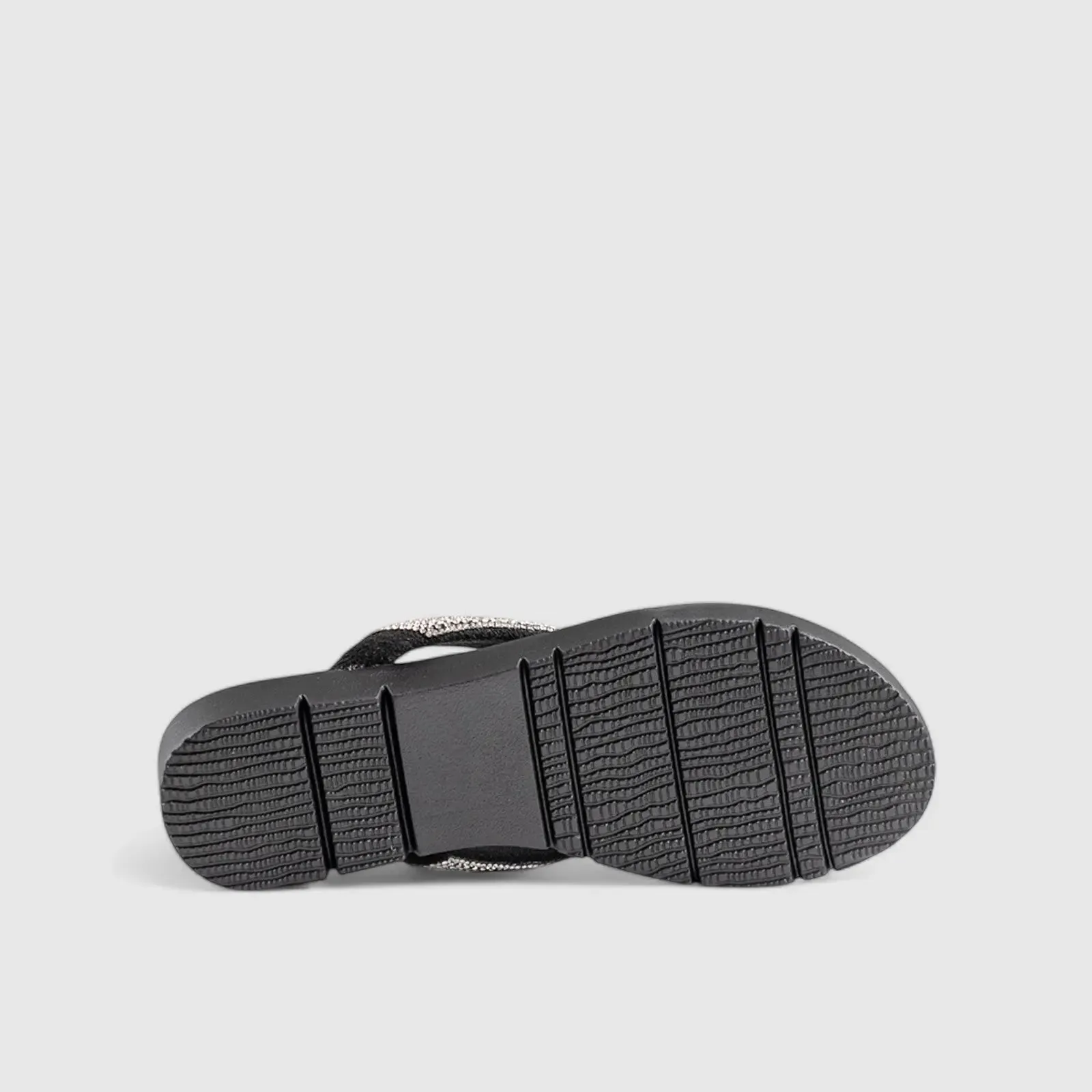 Flat Bling Sandal Black 01639