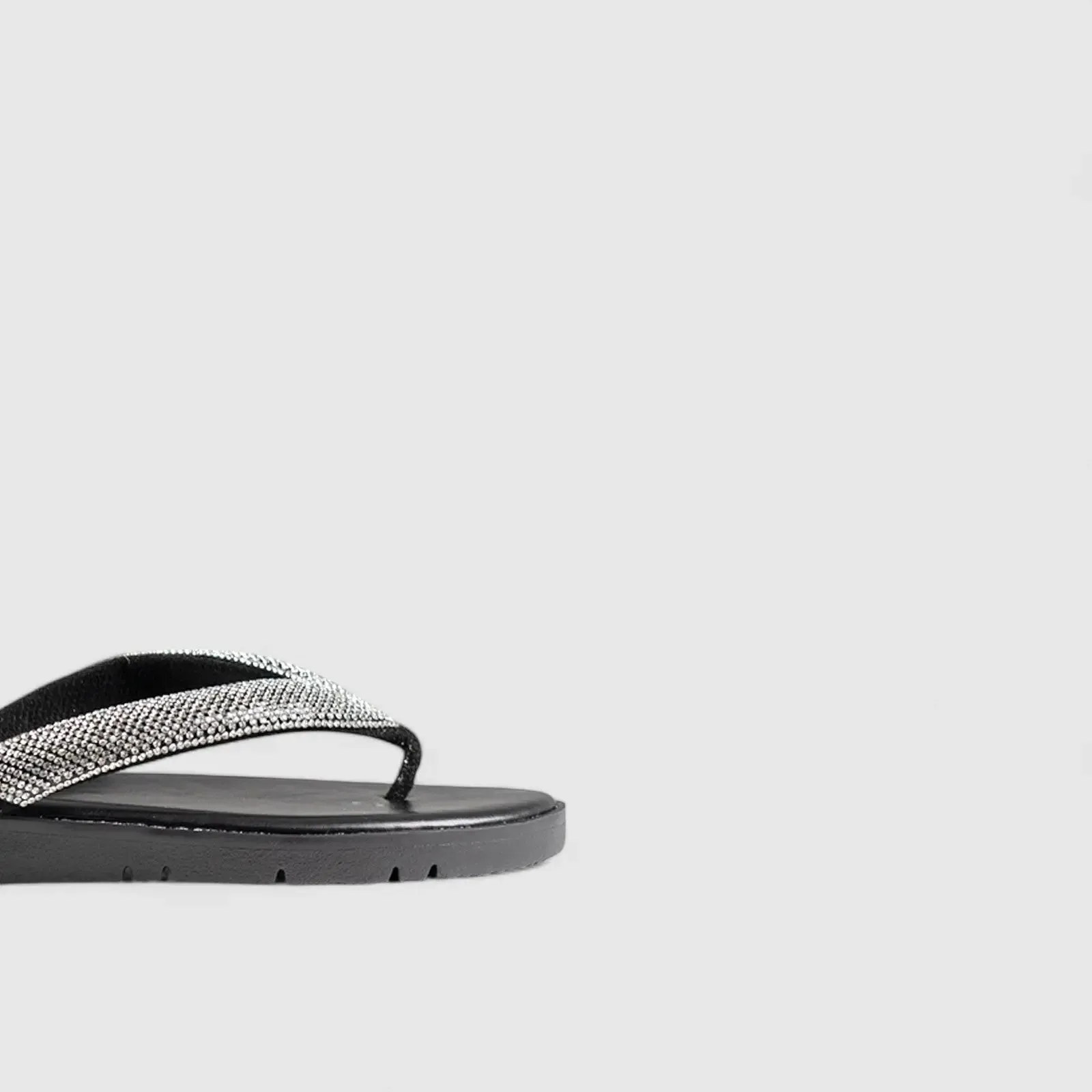 Flat Bling Sandal Black 01639