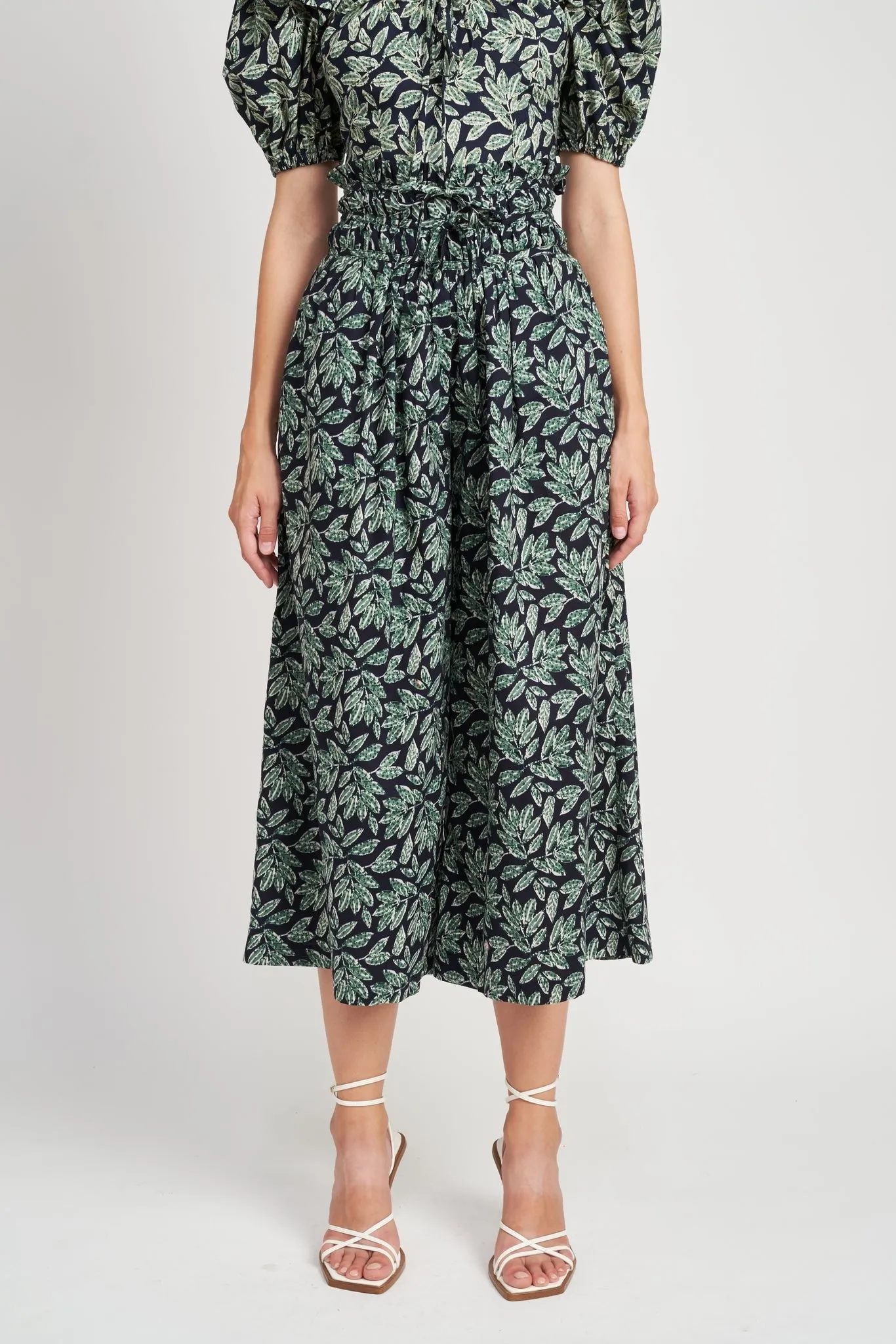Forest Navy Cropped Wide Leg Arielle Pant