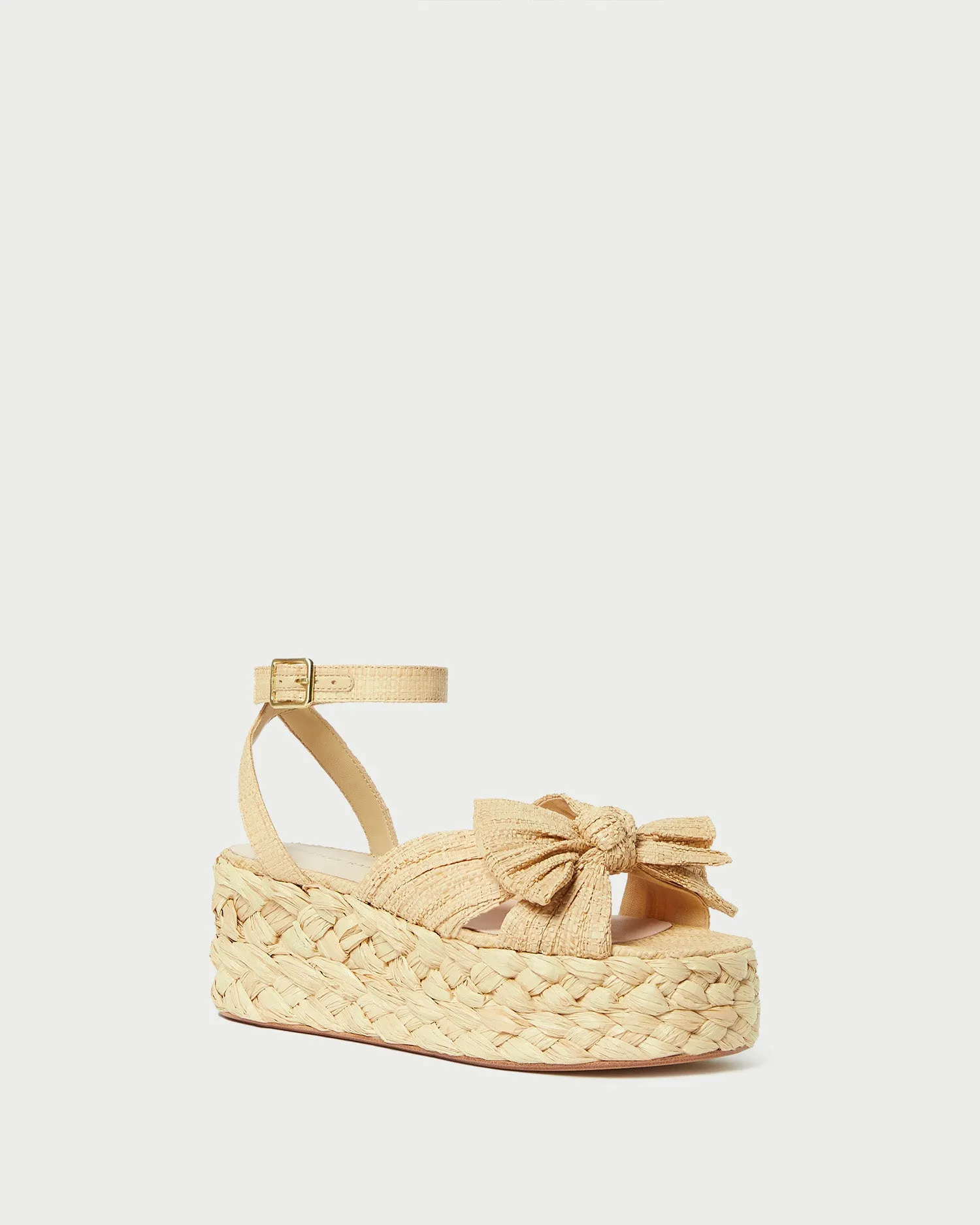 Gaby Natural Pleated Bow Espadrille