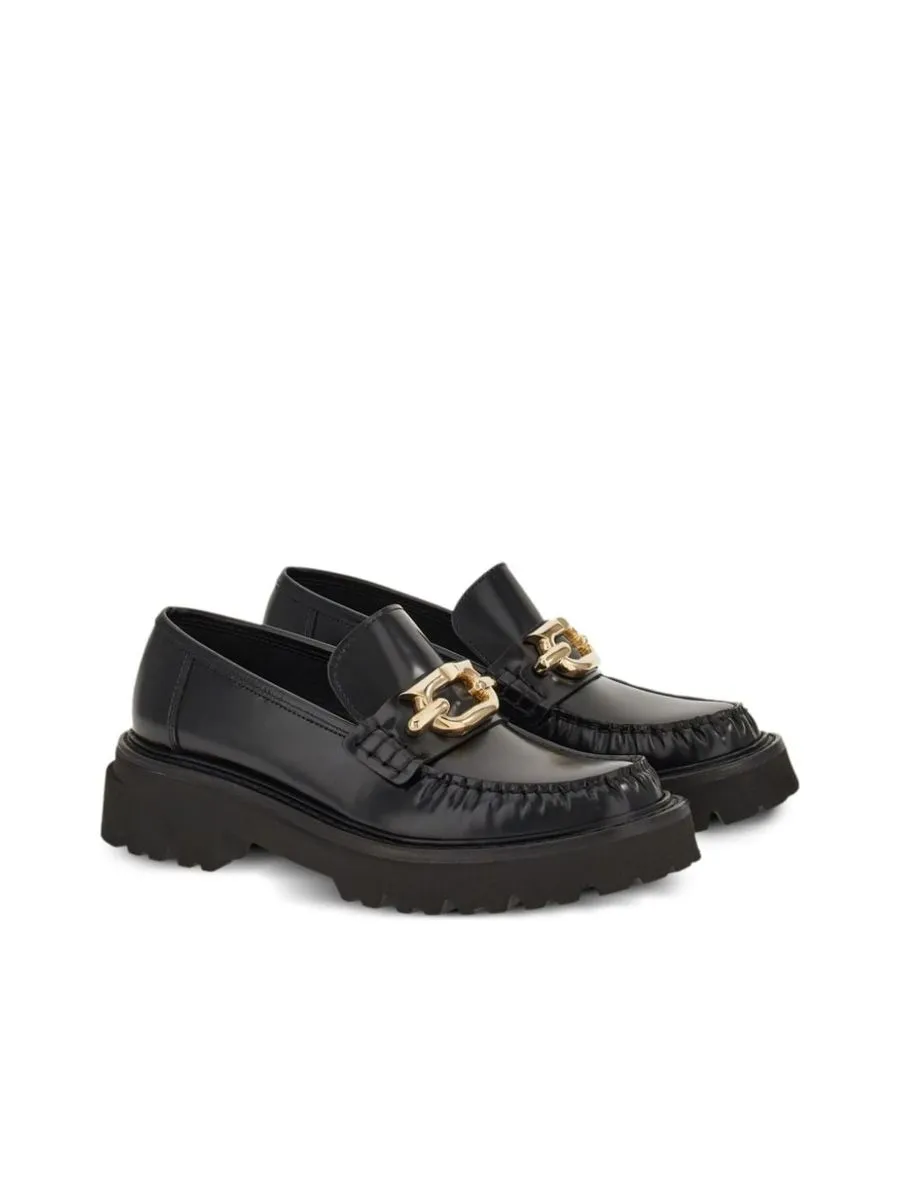 Gancinibuckle Leather Loafers