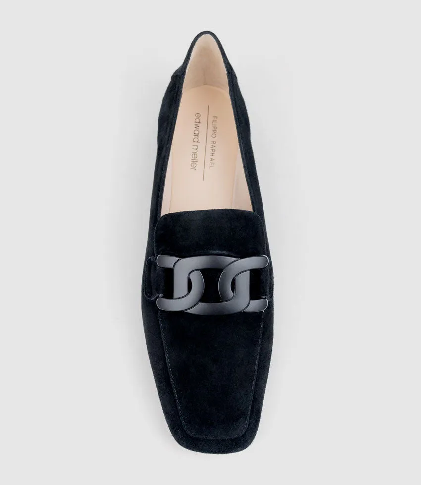 GRADED Moccasin with Tonal Hardware in Black Suede