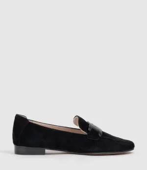 GRADED Moccasin with Tonal Hardware in Black Suede