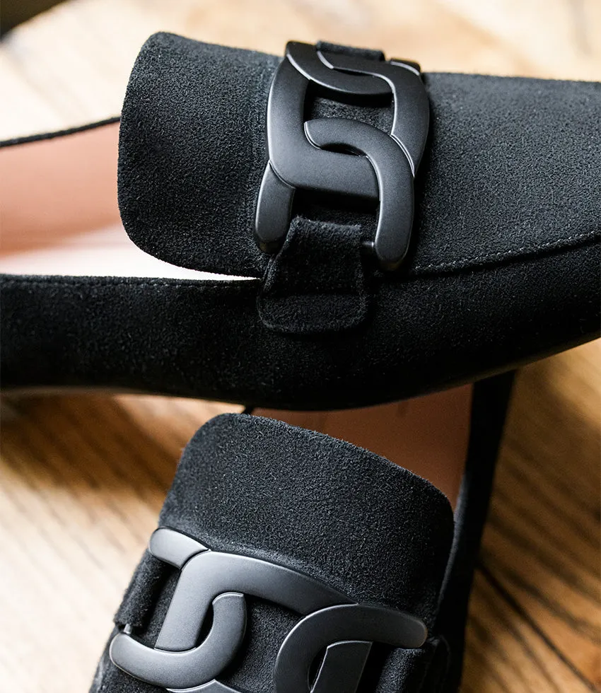 GRADED Moccasin with Tonal Hardware in Black Suede