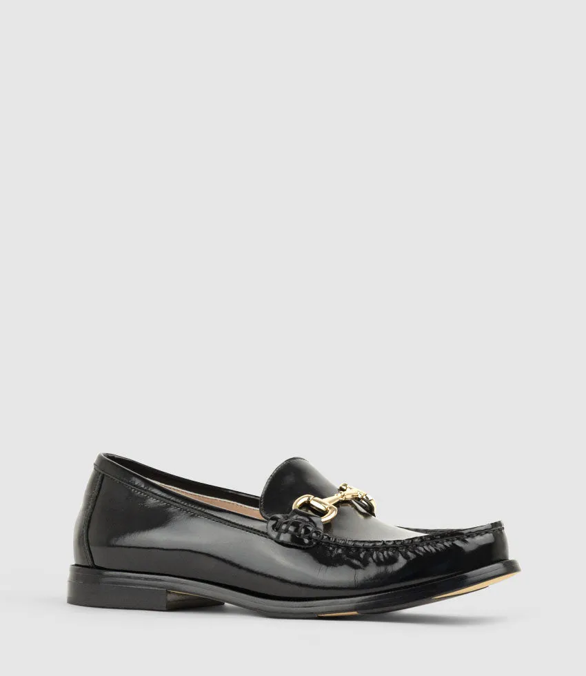 HARLYN Penny Loafer with Horsebit in Black Hishine