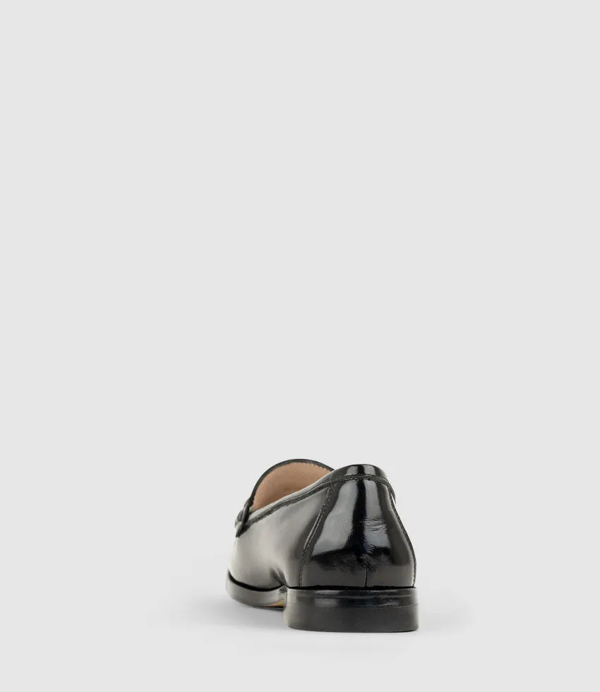HARLYN Penny Loafer with Horsebit in Black Hishine