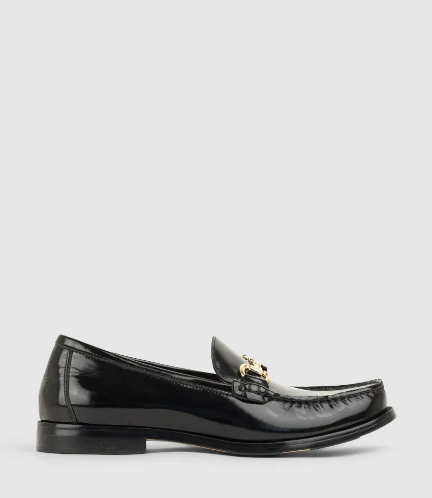 HARLYN Penny Loafer with Horsebit in Black Hishine