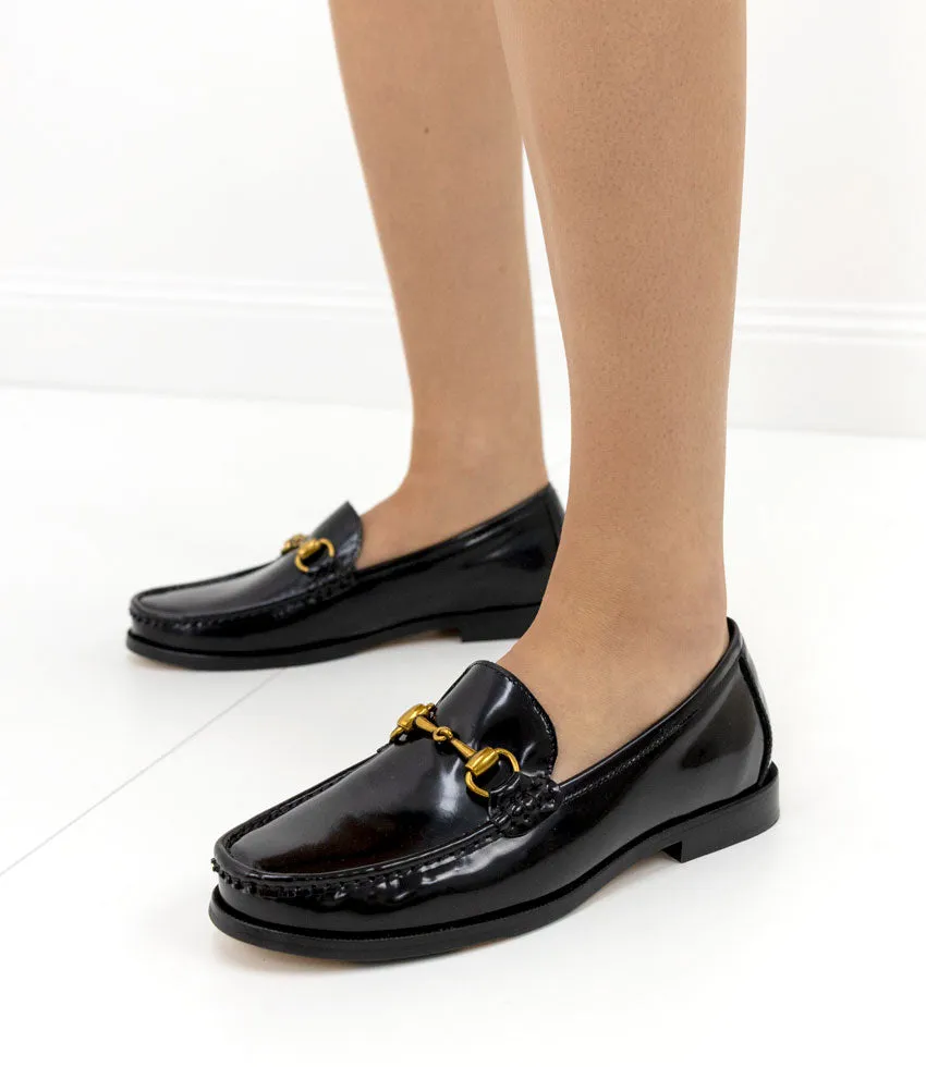 HARLYN Penny Loafer with Horsebit in Black Hishine