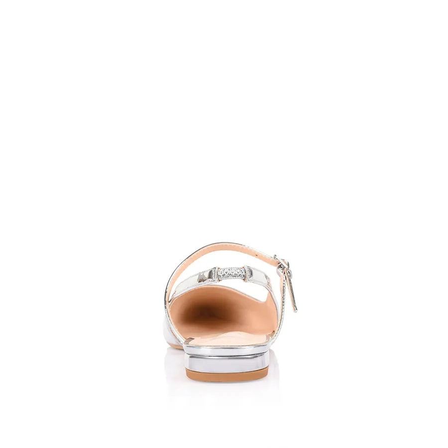 Hiatus Sling Back Flats - Silver Mirror