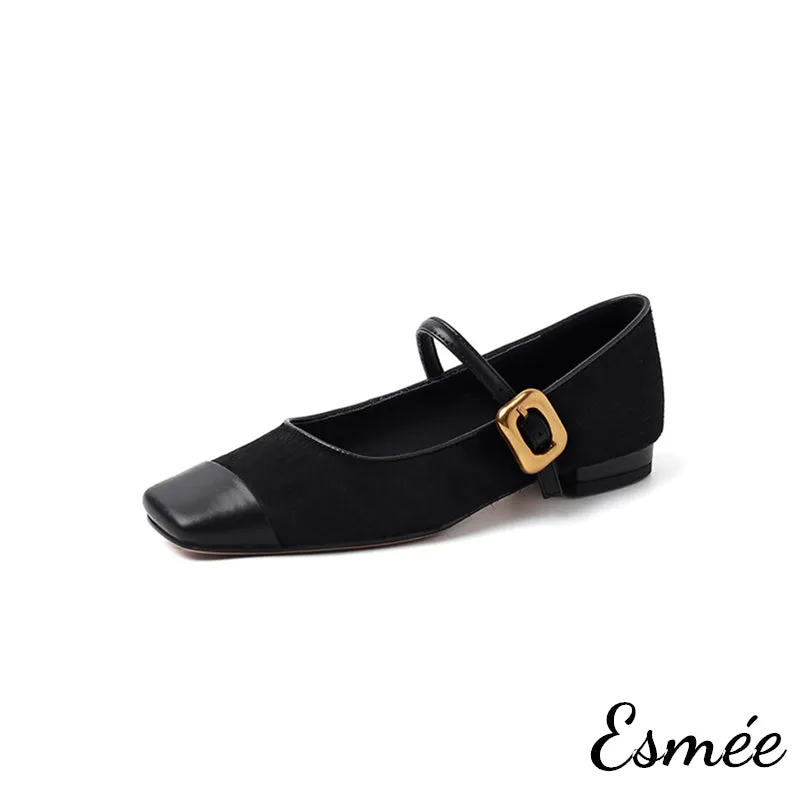 Horsehair Maryjanes with Black Toe Cap