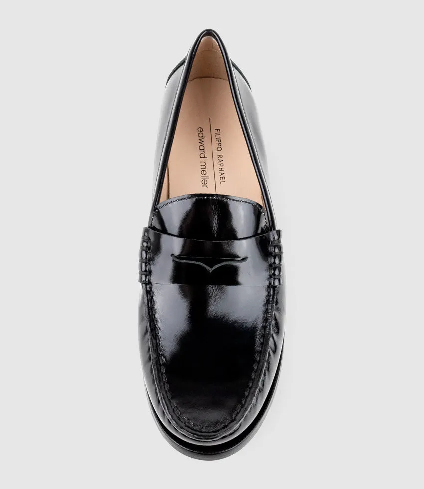 HUGO Penny Loafer in Black High Shine