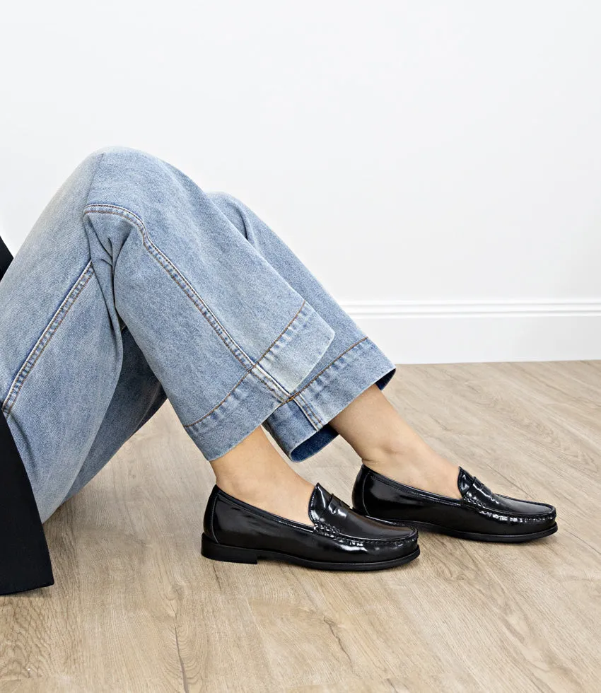HUGO Penny Loafer in Black High Shine