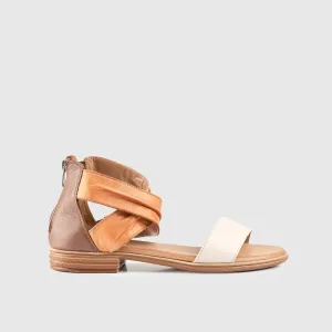 Leather Flat Comfort Sandals Beige 8548