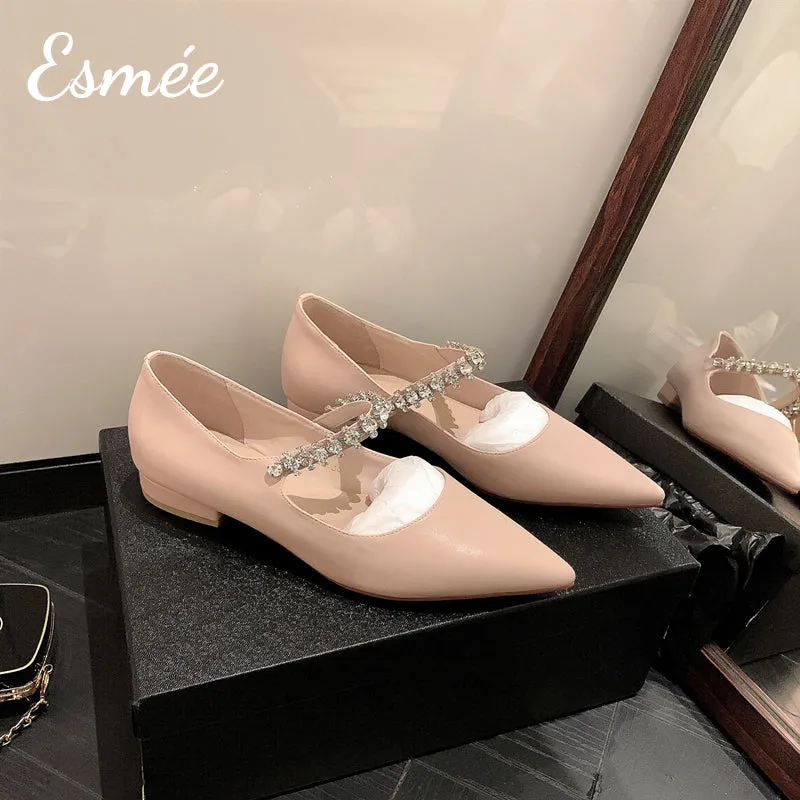 Leather Flats with Diamond Straps