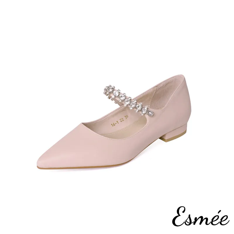 Leather Flats with Diamond Straps