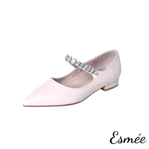 Leather Flats with Diamond Straps