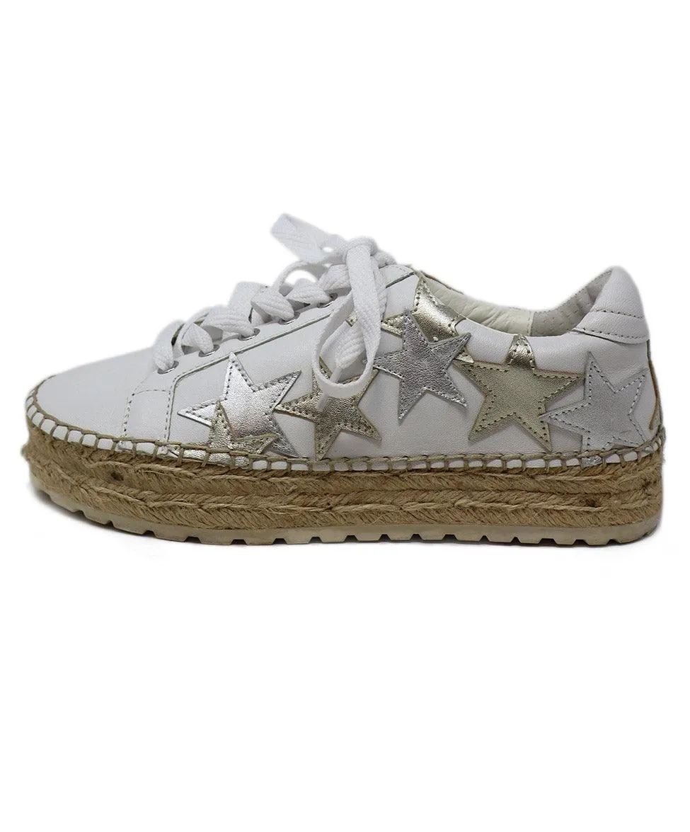 Marc Fisher White & Metallic Star Sneakers sz 7