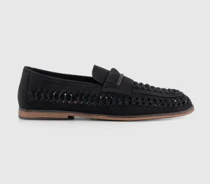 Mens Office Crown Woven Loafers Black